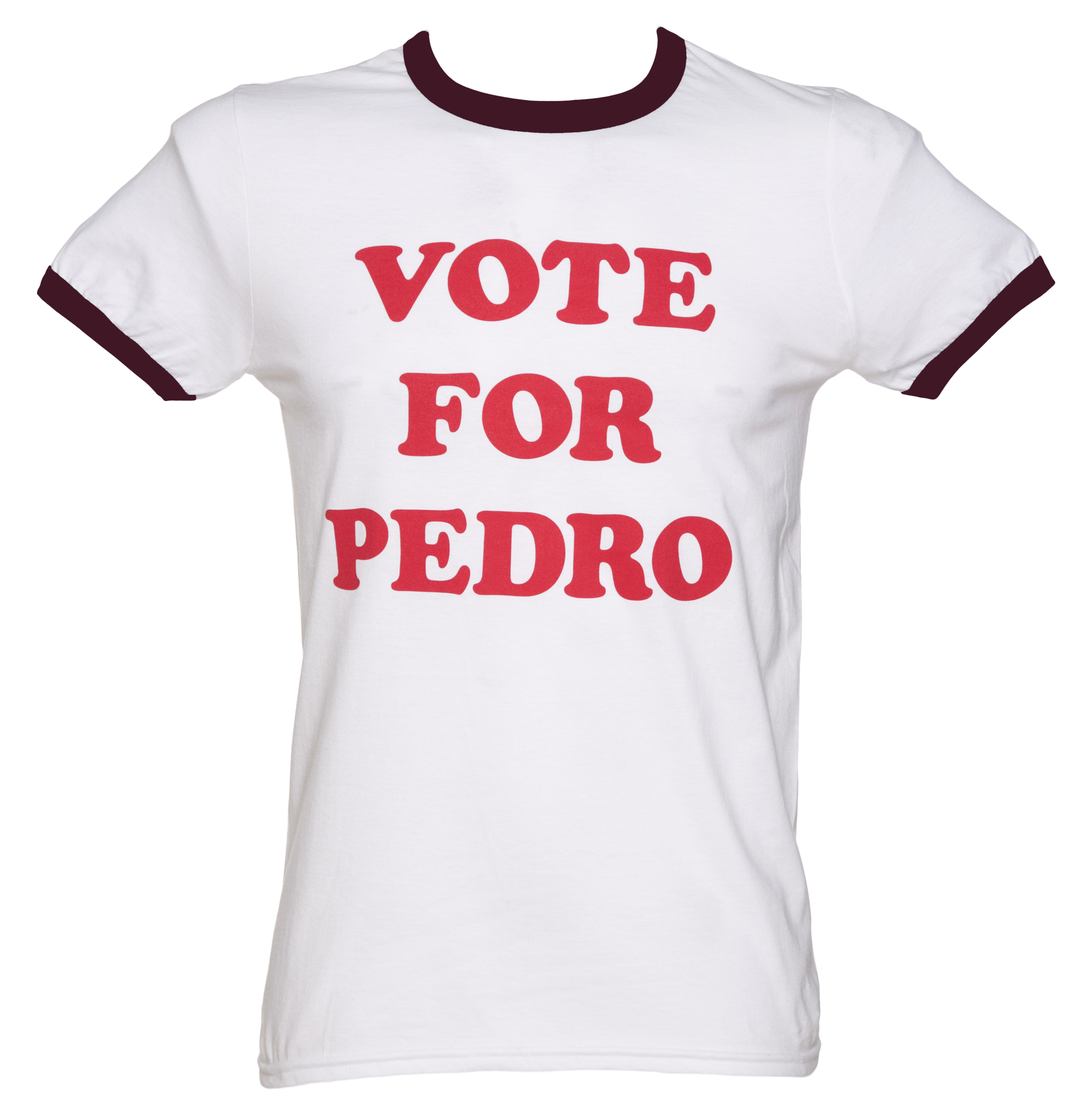 VOTE FOR PEDRO Classic Mens Short Sleeve Ringer TShirt Port Co White Maroon MED eBay